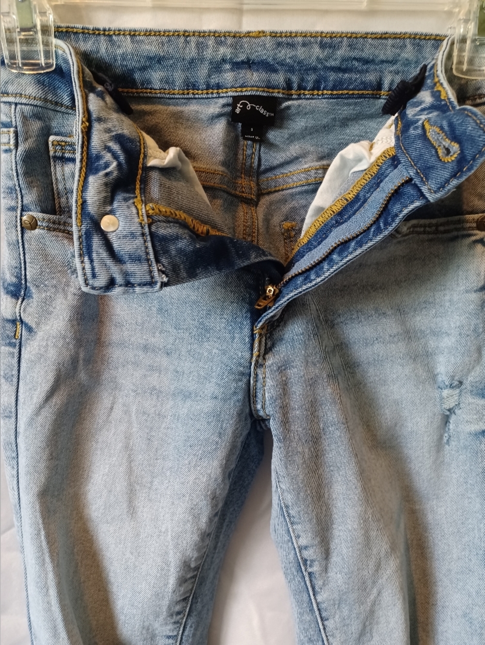 Art Class Girls Light Wash Blue Distressed Skinny Denim Jeans - Picture 6 of 10